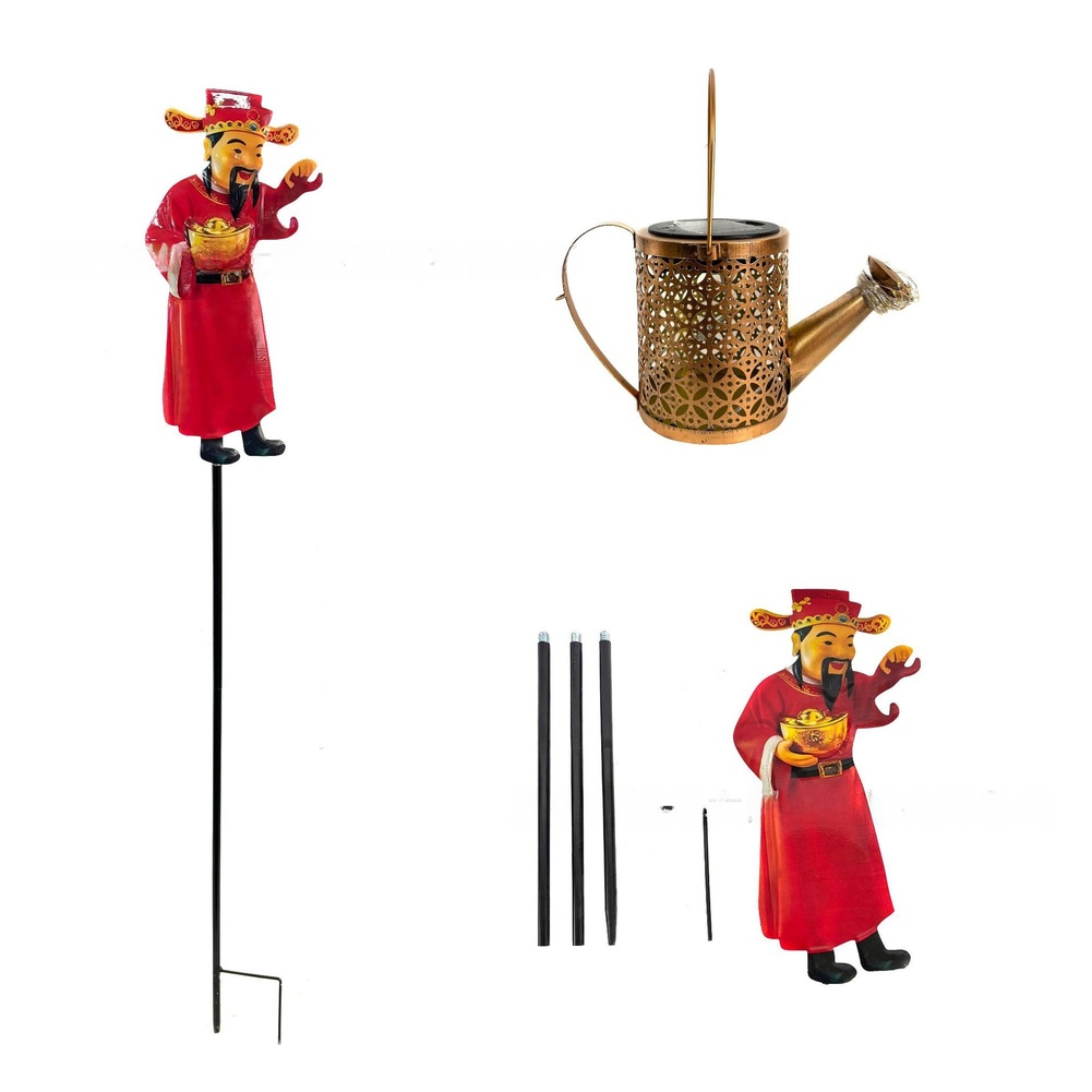Red Metal Solar Powered Wateri - Outdoor Yard Power Stake recension och pris