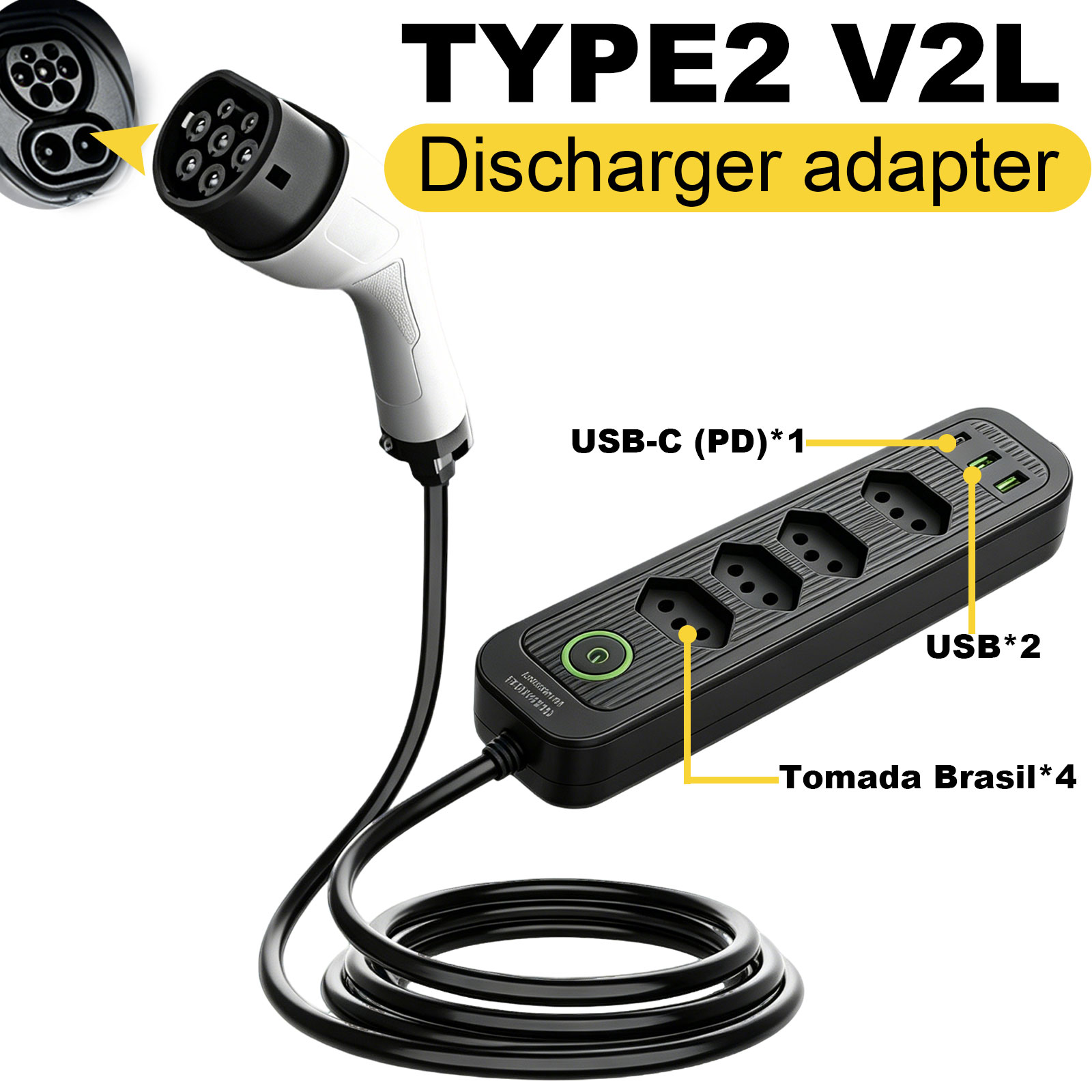 Type2 V2L Discharge Adapter 16 - Outdoor Power Usa recension och pris